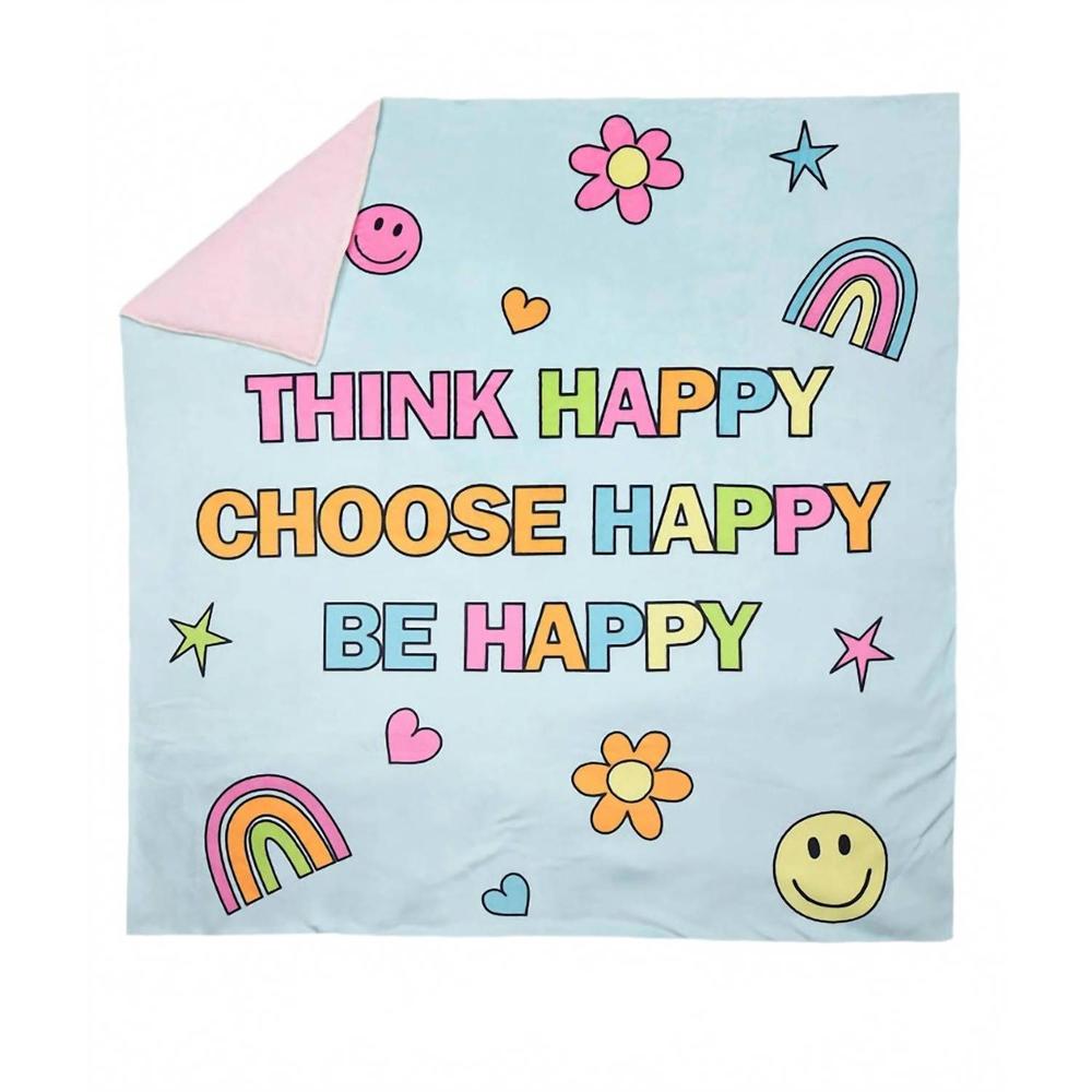 NEW ISCREAM kids' be happy sherpa blanket in multi